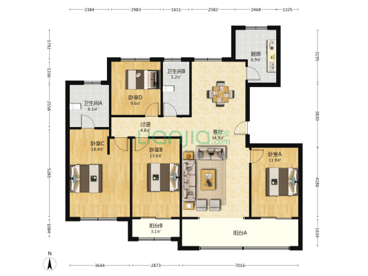 盛泽颐和公馆 4室1厅2卫 161平方