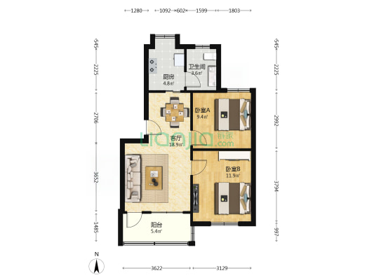 向塘友谊路 2室1厅1卫 66平方