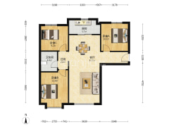 高铁新干线南北通透三居，楼层好，位置好-涿州高铁新干线户型图