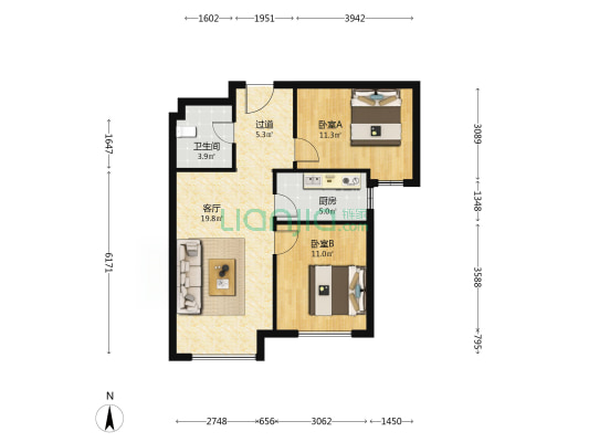 诚意出售 中间好楼层 采光视野好 价格可小议-户型图