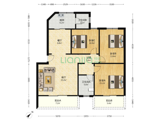 树生苑 3室2厅2卫 120平方