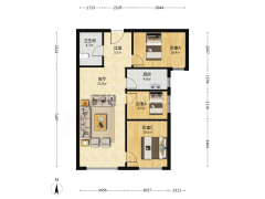 鸿坤理想湾北区 3室1厅 南-涿州鸿坤理想湾北区户型图