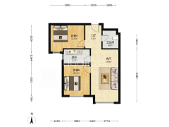 高铁新干线 2室1厅 南-涿州高铁新干线户型图