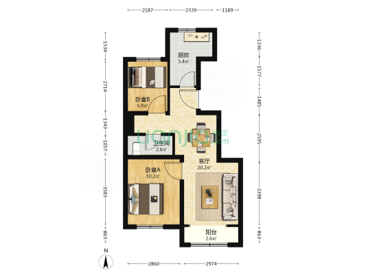 吴庄东路7号院 2室1厅1卫 74平方