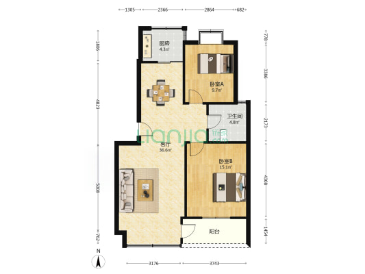 联欣花苑 2室1厅1卫 150平方