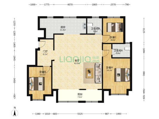 观澜文苑 3室1厅2卫 140平方