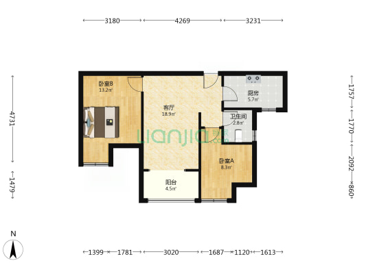 兴南华庭西区 2室1厅1卫 79平方