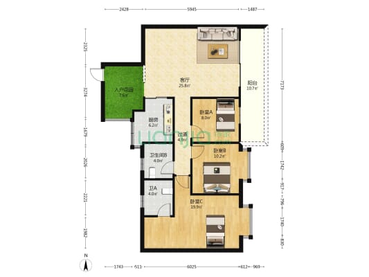 凯雅名苑 3室1厅2卫 125平方