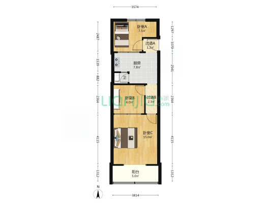 凌空一街 3室0厅1卫 62平方