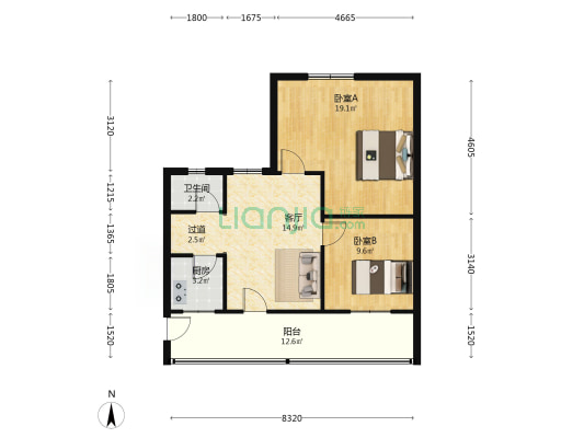 长顺下街148号 2室1厅1卫 74平方