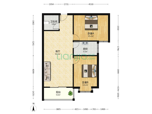 西小屯社区 2室1厅1卫 94平方