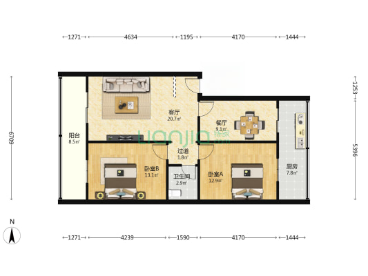 市政小区(灞桥) 2室2厅1卫 87平方