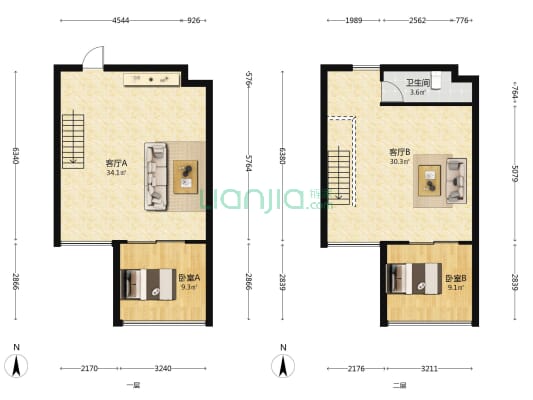 乐活188 2室2厅1卫 100平方