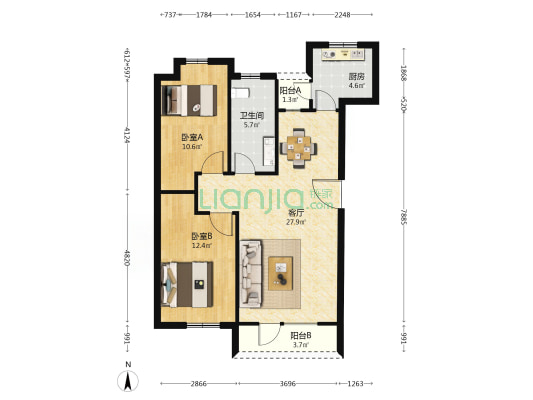 西山湖畔一期 2室1厅1卫 95平方