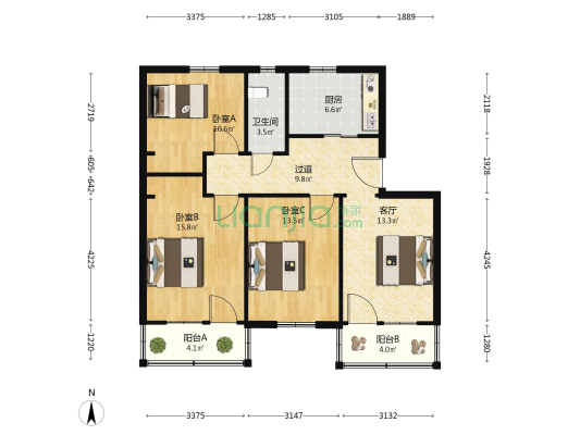 九狮桥街10号 3室1厅1卫 93平方