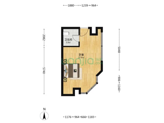 钻石国际 1室0厅1卫 43平方