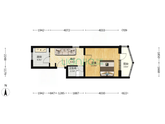诚苑中里 1室1厅1卫 41平方