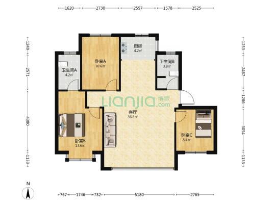花溪·境园 3室1厅2卫 116平方