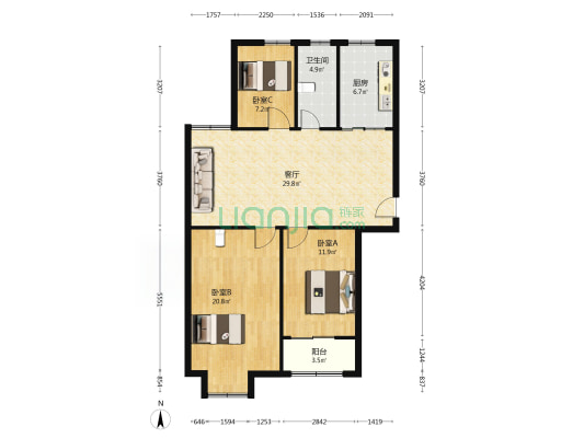 盛世珑庭 3室1厅1卫 117平方