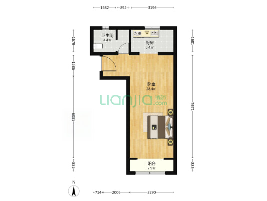 樱花北街10号院 1室0厅1卫 59平方