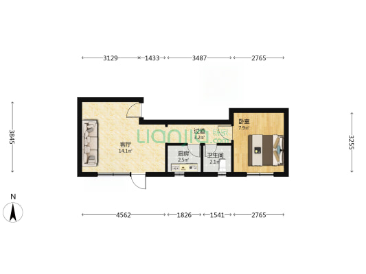 燃灯寺东街30号 1室1厅1卫 53平方