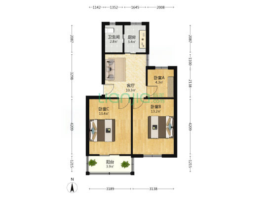 丝织西村 3室1厅1卫 60平方