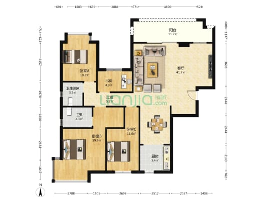 福晟钱隆公馆 4室1厅2卫 142平方
