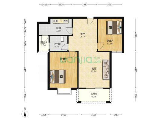 蜀沁园东区 2室2厅1卫 96平方