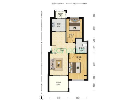 和盛五十府 2室1厅1卫 67平方