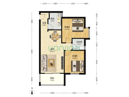 惟盛园 2室1厅1卫 79平方