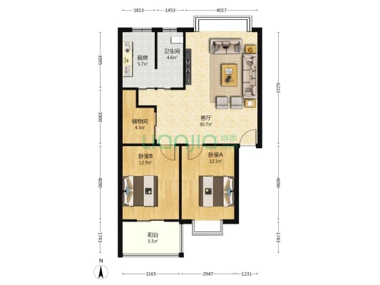 长无小区 2室1厅1卫 90平方