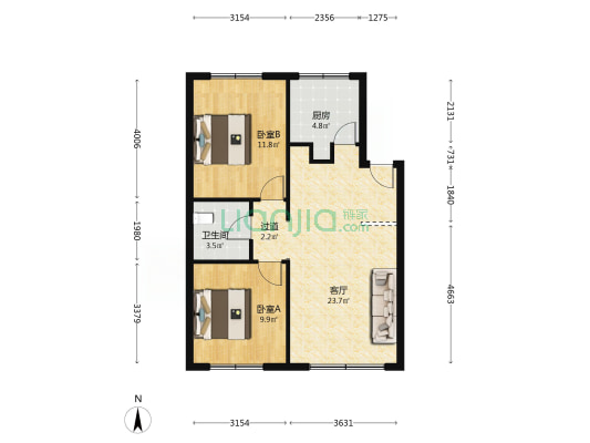华严小学家属院 2室1厅1卫 75平方