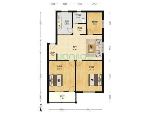 曙光中路24号 2室1厅1卫 100平方