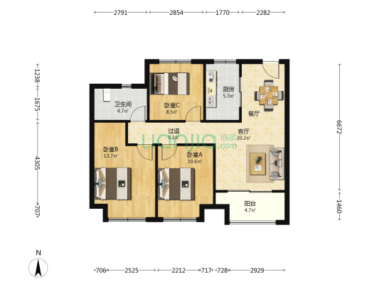 望熙雅苑 3室1厅1卫 92平方