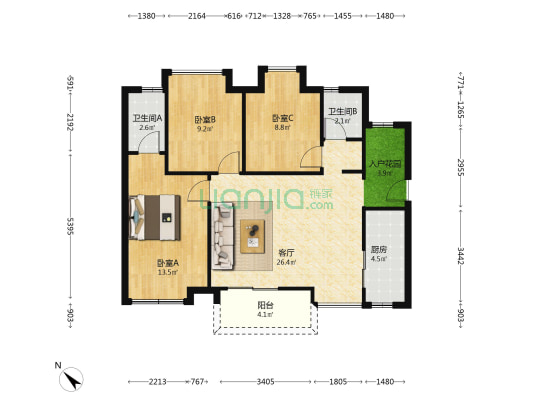 睿品华庭 3室1厅2卫 97平方