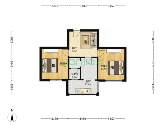 青羊上街398号 2室1厅1卫 51平方