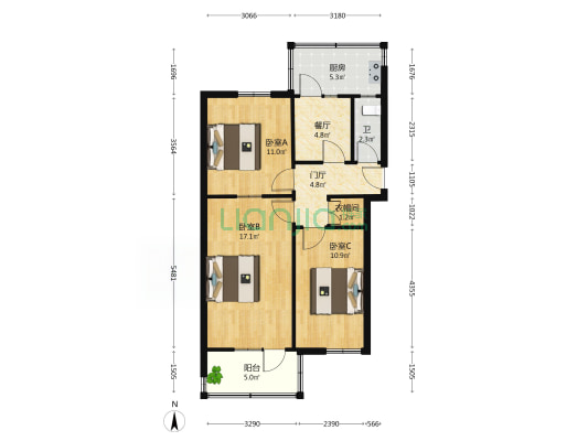 西八里洼513号 3室1厅1卫 71平方