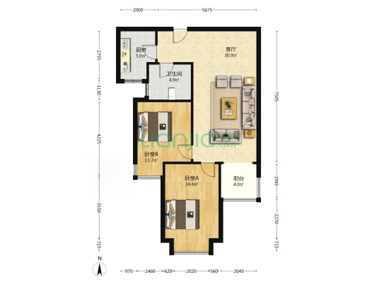 世纪景园 2室1厅1卫 93平方