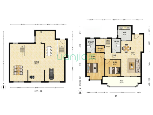 高科紫尧星院 2室1厅2卫 187平方