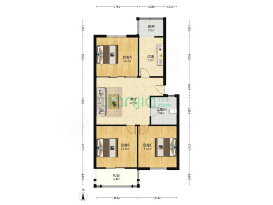 城建小区 3室1厅1卫 103平方