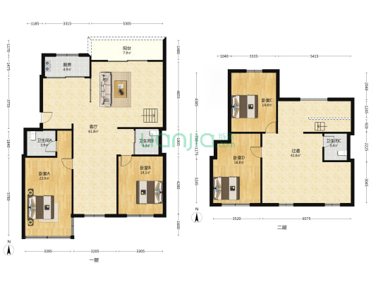 城西花苑 4室1厅3卫 202平方