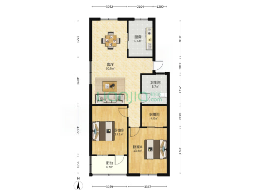 西门路 2室1厅1卫 98平方