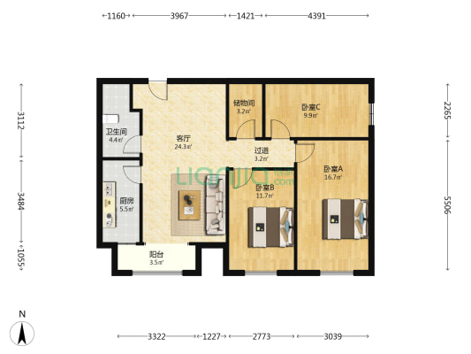 20万精装修 双塔华阳路集中供暖 新小区-户型图