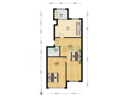 昌盛花园 2室1厅1卫 91平方