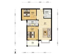 开发区名流美域全南两居自住装修-涿州名流美域户型图