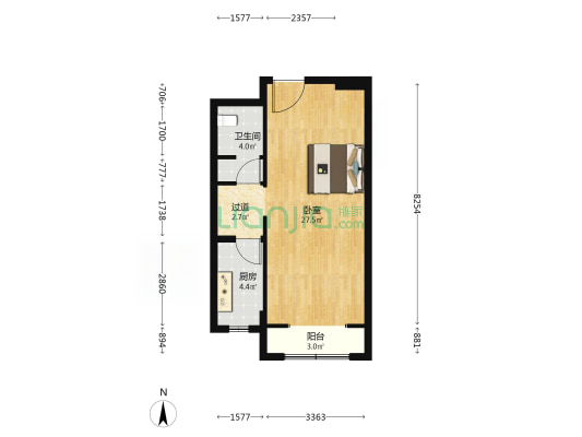 樱花北街10号院 1室0厅1卫 59平方