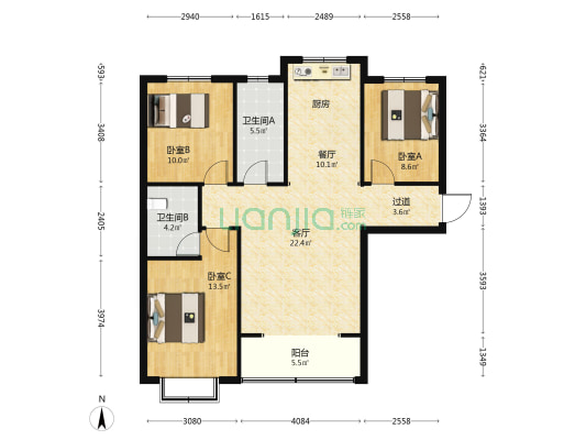 大树康城 3室2厅2卫 121平方