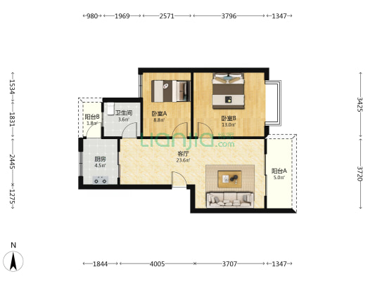 星光家园 2室1厅1卫 73平方