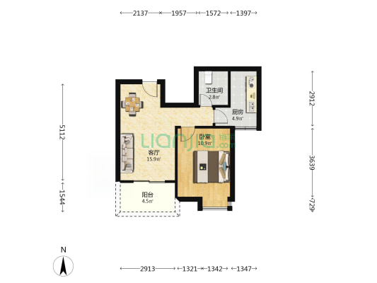 斗顶佳园 1室1厅1卫 45平方