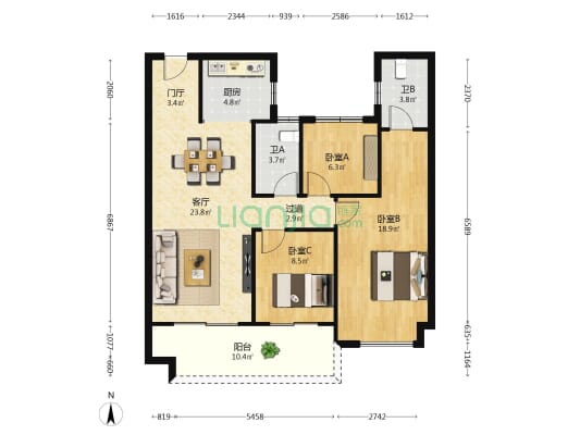 碧桂园智慧城市 3室1厅2卫 107平方